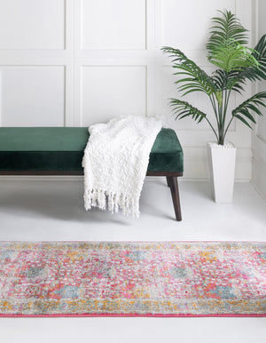 Pink 2' 7 x 10' Paragon Runner Area Rug 100% Polypropylene Colorful Vivid Boho Style Modern Carpet for Unique Interiors for Sale at Rug Engine