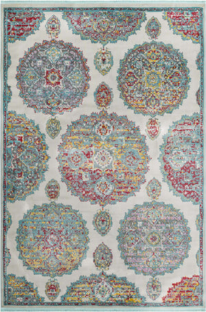 Cream 10' x 14' Paragon Rectangle Area Rug 100% Polypropylene Colorful Vivid Boho Style Modern Carpet for Unique Interiors for Sale at Rug Engine