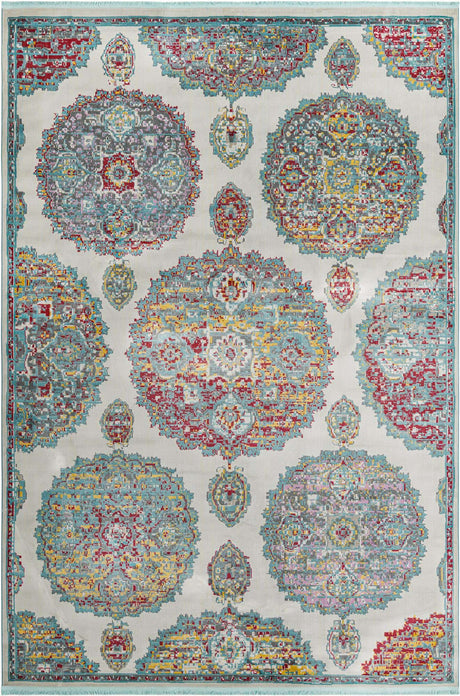 Cream 10' x 14' Paragon Rectangle Area Rug 100% Polypropylene Colorful Vivid Boho Style Modern Carpet for Unique Interiors for Sale at Rug Engine