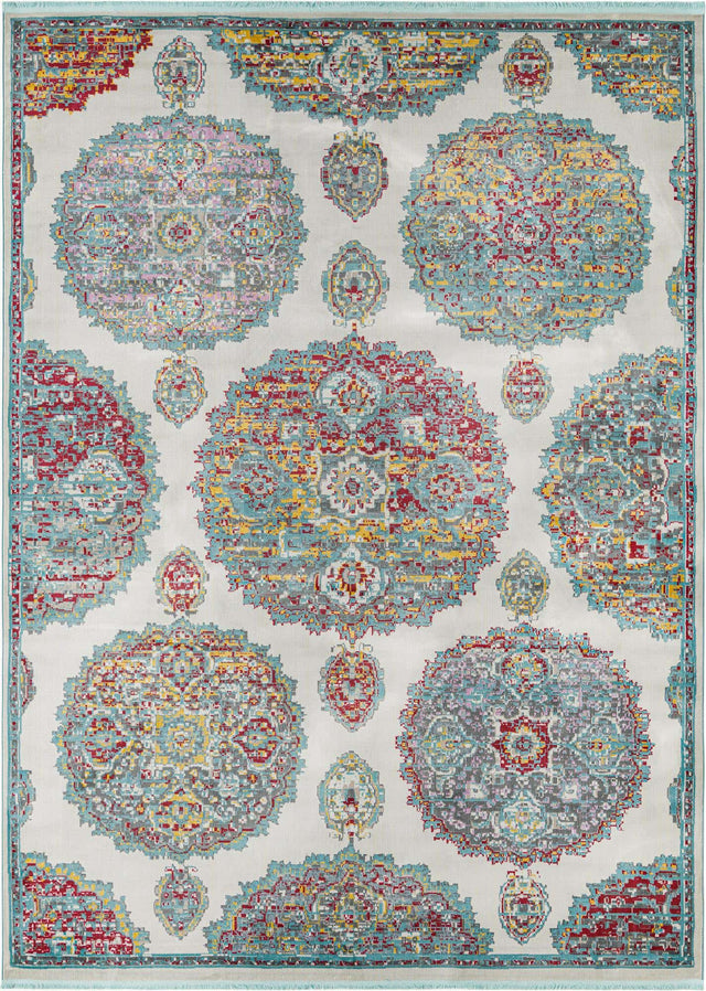 Cream 9' x 12' Paragon Rectangle Area Rug 100% Polypropylene Colorful Vivid Boho Style Modern Carpet for Unique Interiors for Sale at Rug Engine