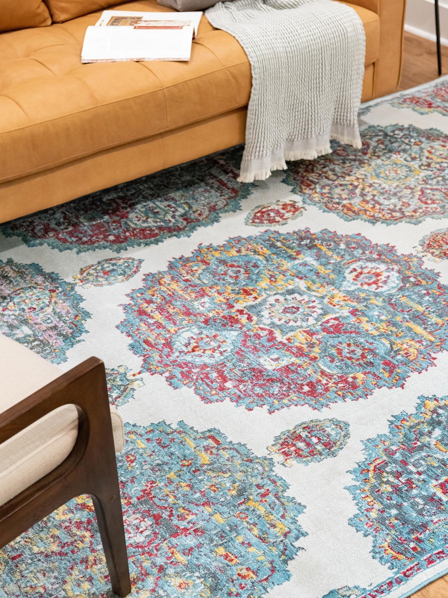 Cream 6' x 9' Paragon Rectangle Area Rug 100% Polypropylene Colorful Vivid Boho Style Modern Carpet for Unique Interiors for Sale at Rug Engine