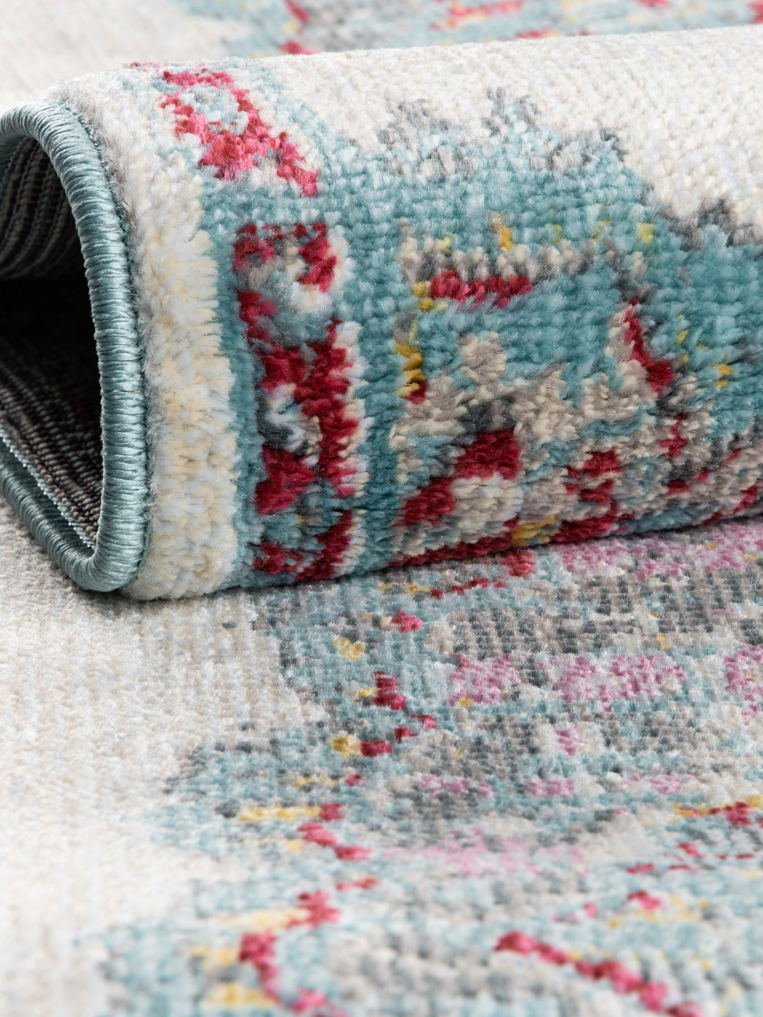 Cream 6' x 9' Paragon Rectangle Area Rug 100% Polypropylene Colorful Vivid Boho Style Modern Carpet for Unique Interiors for Sale at Rug Engine