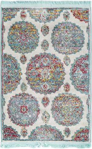 Cream 2' 2 x 3' Paragon Rectangle Area Rug 100% Polypropylene Colorful Vivid Boho Style Modern Carpet for Unique Interiors for Sale at Rug Engine