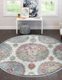 Cream 3' 3 x 3' 3 Paragon Round Area Rug 100% Polypropylene Colorful Vivid Boho Style Modern Carpet for Unique Interiors for Sale at Rug Engine