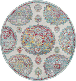 Cream 8' 2 x 8' 2 Paragon Round Area Rug 100% Polypropylene Colorful Vivid Boho Style Modern Carpet for Unique Interiors for Sale at Rug Engine