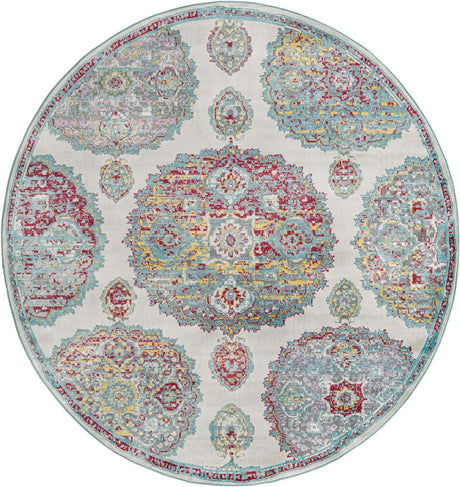 Cream 8' 2 x 8' 2 Paragon Round Area Rug 100% Polypropylene Colorful Vivid Boho Style Modern Carpet for Unique Interiors for Sale at Rug Engine