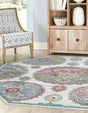 Cream 4' x 4' Paragon Octagon Area Rug 100% Polypropylene Colorful Vivid Boho Style Modern Carpet for Unique Interiors for Sale at Rug Engine