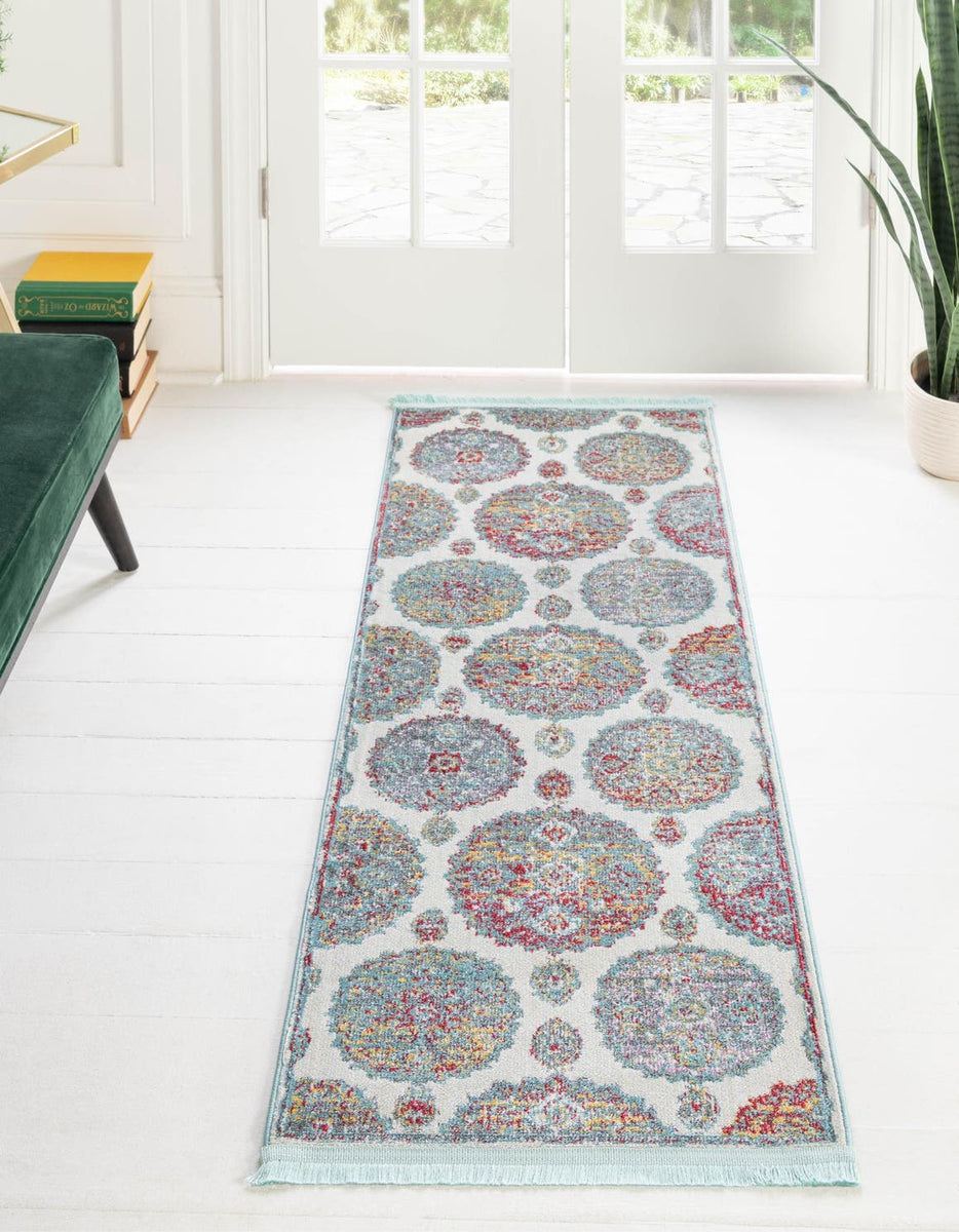 Cream 2' 2 x 8' Paragon Runner Area Rug 100% Polypropylene Colorful Vi ...
