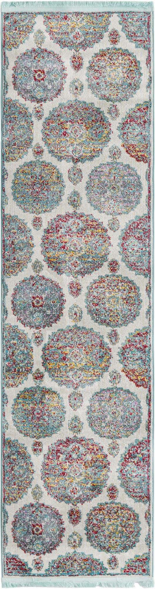 Cream 2' 2 x 8' Paragon Runner Area Rug 100% Polypropylene Colorful Vivid Boho Style Modern Carpet for Unique Interiors for Sale at Rug Engine