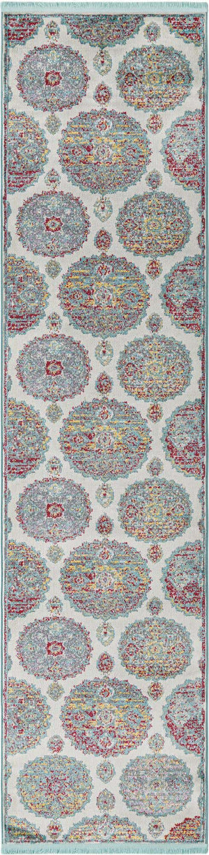 Cream 2' 7 x 10' Paragon Runner Area Rug 100% Polypropylene Colorful Vivid Boho Style Modern Carpet for Unique Interiors for Sale at Rug Engine