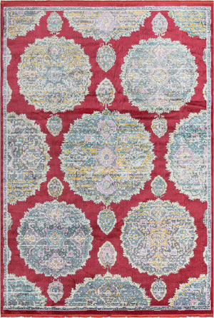 Red 10' x 14' Paragon Rectangle Area Rug 100% Polypropylene Colorful Vivid Boho Style Modern Carpet for Unique Interiors for Sale at Rug Engine