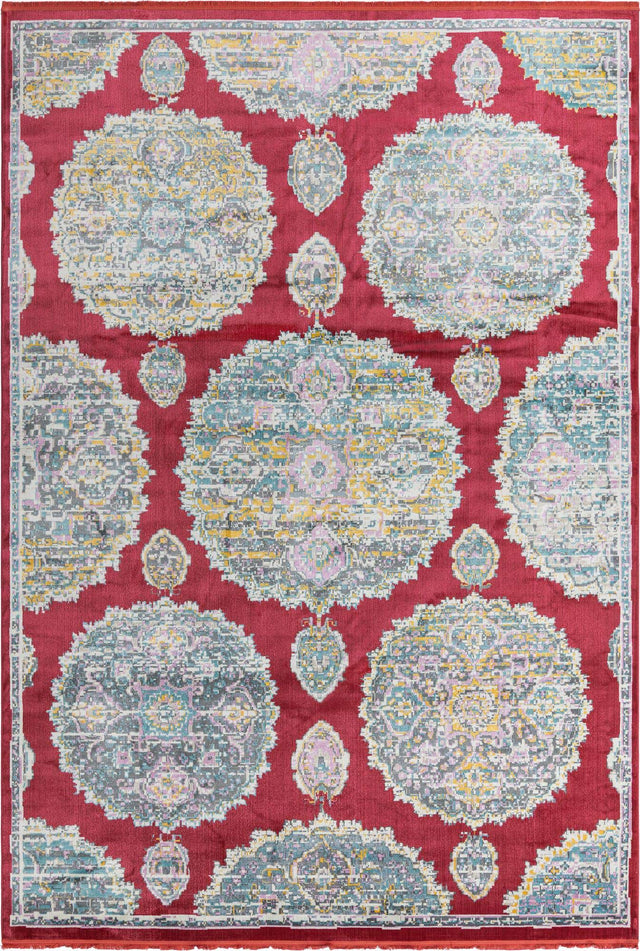 Red 10' x 14' Paragon Rectangle Area Rug 100% Polypropylene Colorful Vivid Boho Style Modern Carpet for Unique Interiors for Sale at Rug Engine