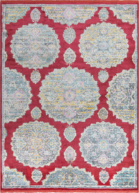 Red 9' x 12' Paragon Rectangle Area Rug 100% Polypropylene Colorful Vivid Boho Style Modern Carpet for Unique Interiors for Sale at Rug Engine