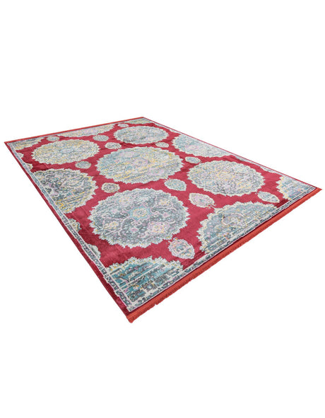 Red 8' 2 x 10' Paragon Rectangle Area Rug 100% Polypropylene Colorful Vivid Boho Style Modern Carpet for Unique Interiors for Sale at Rug Engine