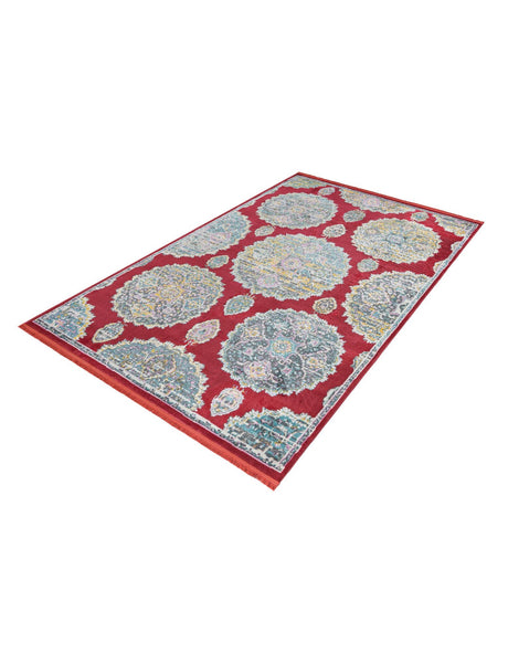 Red 6' x 9' Paragon Rectangle Area Rug 100% Polypropylene Colorful Vivid Boho Style Modern Carpet for Unique Interiors for Sale at Rug Engine