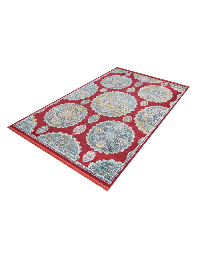 Red 6' x 9' Paragon Rectangle Area Rug 100% Polypropylene Colorful Vivid Boho Style Modern Carpet for Unique Interiors for Sale at Rug Engine