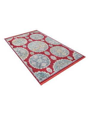 Red 6' x 9' Paragon Rectangle Area Rug 100% Polypropylene Colorful Vivid Boho Style Modern Carpet for Unique Interiors for Sale at Rug Engine