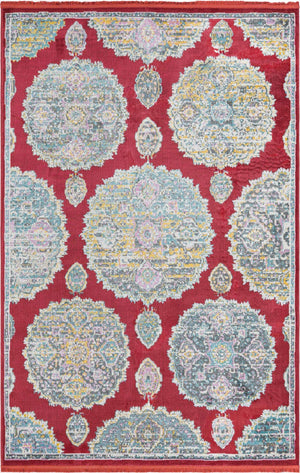 Red 6' x 9' Paragon Rectangle Area Rug 100% Polypropylene Colorful Vivid Boho Style Modern Carpet for Unique Interiors for Sale at Rug Engine