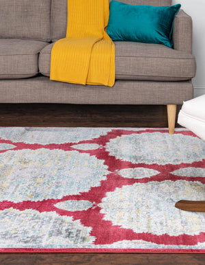 Red 6' x 9' Paragon Rectangle Area Rug 100% Polypropylene Colorful Vivid Boho Style Modern Carpet for Unique Interiors for Sale at Rug Engine