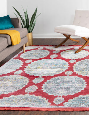 Red 8' 2 x 10' Paragon Rectangle Area Rug 100% Polypropylene Colorful Vivid Boho Style Modern Carpet for Unique Interiors for Sale at Rug Engine