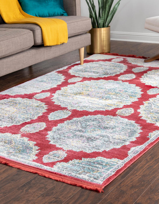 Red 6' x 9' Paragon Rectangle Area Rug 100% Polypropylene Colorful Vivid Boho Style Modern Carpet for Unique Interiors for Sale at Rug Engine
