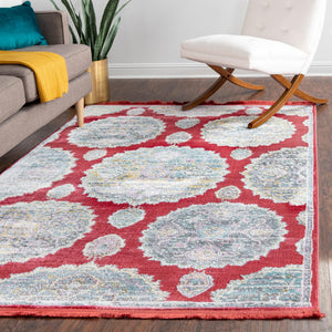 Red 6' x 9' Paragon Rectangle Area Rug 100% Polypropylene Colorful Vivid Boho Style Modern Carpet for Unique Interiors for Sale at Rug Engine