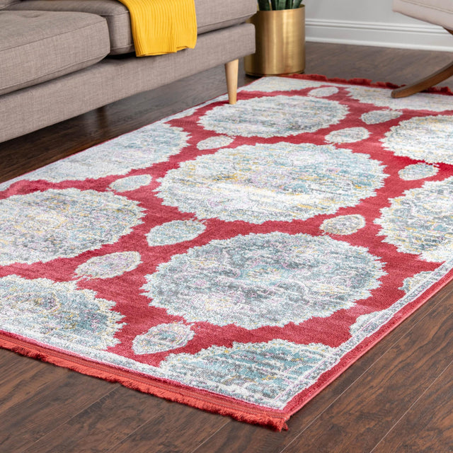 Red 2' 2 x 3' Paragon Rectangle Area Rug 100% Polypropylene Colorful Vivid Boho Style Modern Carpet for Unique Interiors for Sale at Rug Engine