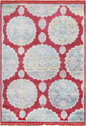 Red 4' 3 x 6' Paragon Rectangle Area Rug 100% Polypropylene Colorful Vivid Boho Style Modern Carpet for Unique Interiors for Sale at Rug Engine
