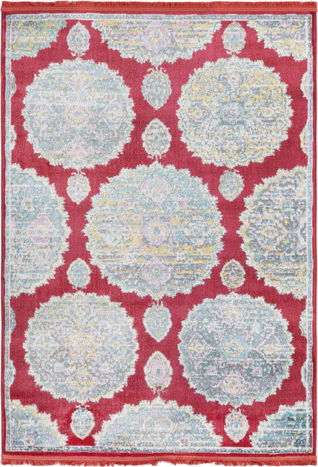 Red 4' 3 x 6' Paragon Rectangle Area Rug 100% Polypropylene Colorful Vivid Boho Style Modern Carpet for Unique Interiors for Sale at Rug Engine