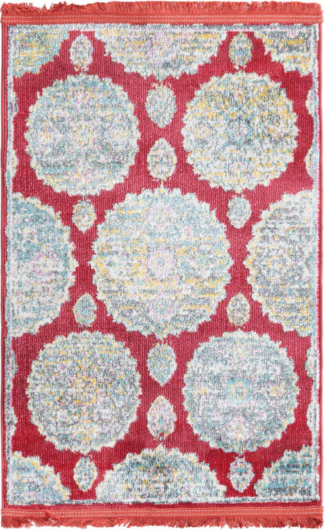 Red 2' 2 x 3' Paragon Rectangle Area Rug 100% Polypropylene Colorful Vivid Boho Style Modern Carpet for Unique Interiors for Sale at Rug Engine