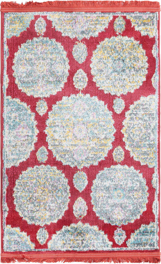 Red 2' 2 x 3' Paragon Rectangle Area Rug 100% Polypropylene Colorful Vivid Boho Style Modern Carpet for Unique Interiors for Sale at Rug Engine