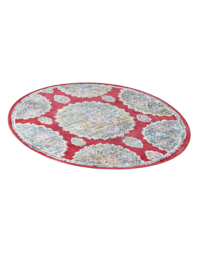Red 3' 3 x 3' 3 Paragon Round Area Rug 100% Polypropylene Colorful Vivid Boho Style Modern Carpet for Unique Interiors for Sale at Rug Engine