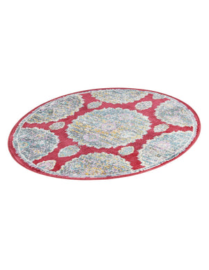 Red 3' 3 x 3' 3 Paragon Round Area Rug 100% Polypropylene Colorful Vivid Boho Style Modern Carpet for Unique Interiors for Sale at Rug Engine