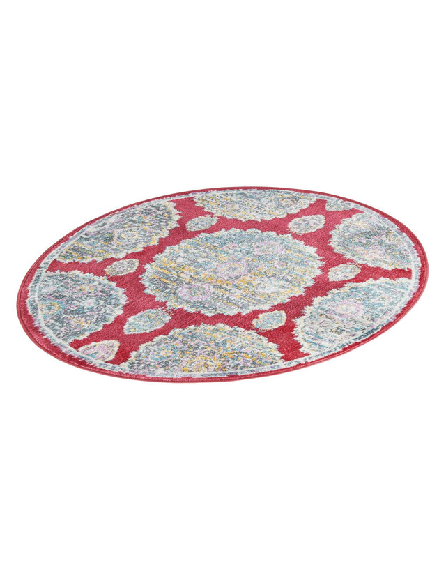 Red 3' 3 x 3' 3 Paragon Round Area Rug 100% Polypropylene Colorful Vivid Boho Style Modern Carpet for Unique Interiors for Sale at Rug Engine