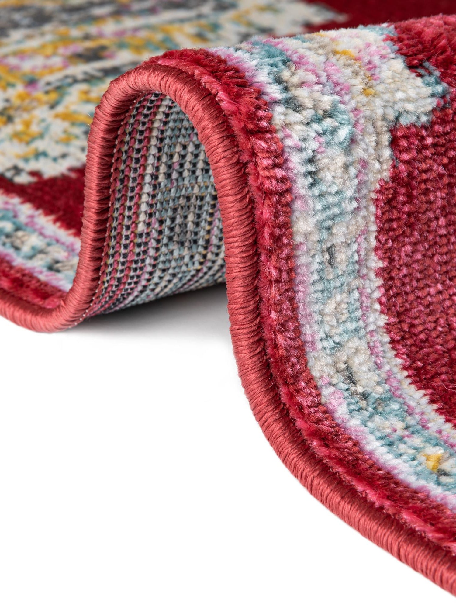 Red 5' 5 x 5' 5 Paragon Round Area Rug 100% Polypropylene Colorful Vivid Boho Style Modern Carpet for Unique Interiors for Sale at Rug Engine