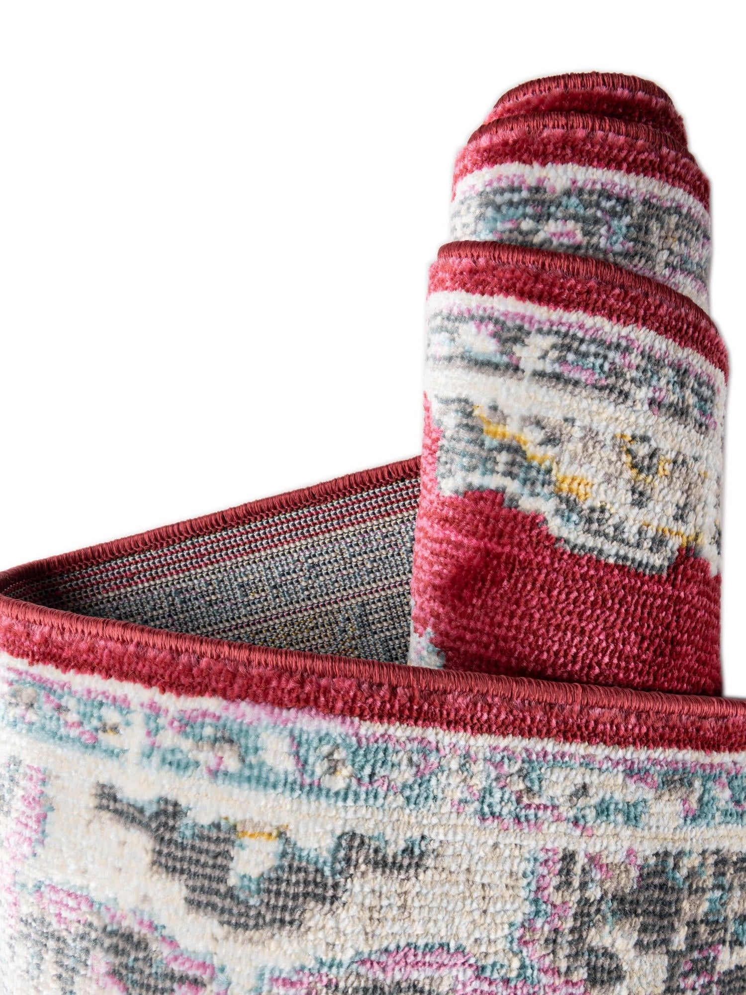 Red 5' 5 x 5' 5 Paragon Round Area Rug 100% Polypropylene Colorful Vivid Boho Style Modern Carpet for Unique Interiors for Sale at Rug Engine