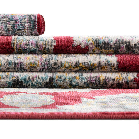 Red 3' 3 x 3' 3 Paragon Round Area Rug 100% Polypropylene Colorful Vivid Boho Style Modern Carpet for Unique Interiors for Sale at Rug Engine