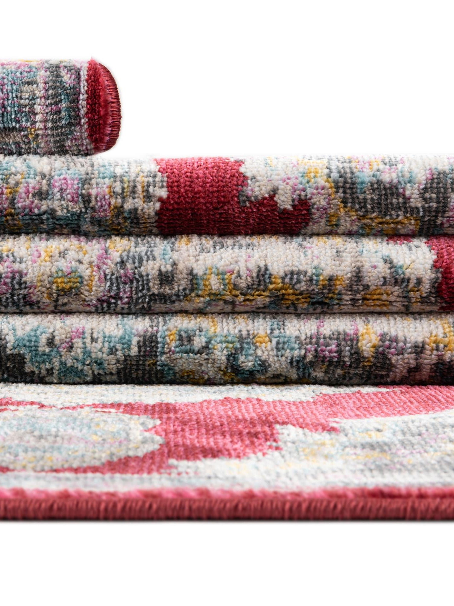 Red 5' 5 x 5' 5 Paragon Round Area Rug 100% Polypropylene Colorful Vivid Boho Style Modern Carpet for Unique Interiors for Sale at Rug Engine