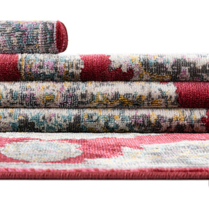 Red 5' 5 x 5' 5 Paragon Round Area Rug 100% Polypropylene Colorful Vivid Boho Style Modern Carpet for Unique Interiors for Sale at Rug Engine