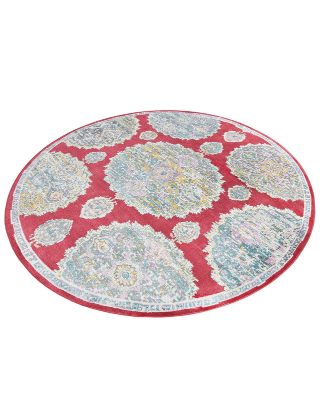 Red 8' 2 x 8' 2 Paragon Round Area Rug 100% Polypropylene Colorful Vivid Boho Style Modern Carpet for Unique Interiors for Sale at Rug Engine