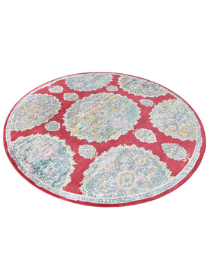 Red 8' 2 x 8' 2 Paragon Round Area Rug 100% Polypropylene Colorful Vivid Boho Style Modern Carpet for Unique Interiors for Sale at Rug Engine