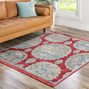 Red 8' 2 x 8' 2 Paragon Square Area Rug 100% Polypropylene Colorful Vivid Boho Style Modern Carpet for Unique Interiors for Sale at Rug Engine