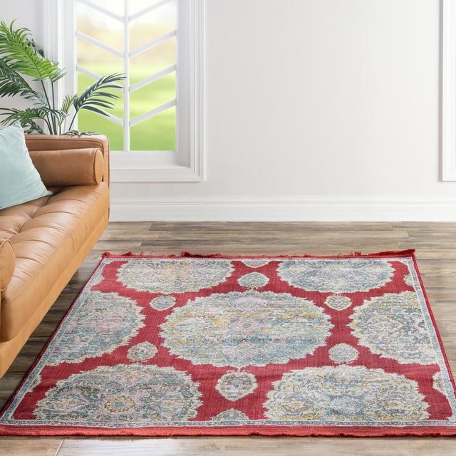 Red 8' 2 x 8' 2 Paragon Square Area Rug 100% Polypropylene Colorful Vivid Boho Style Modern Carpet for Unique Interiors for Sale at Rug Engine