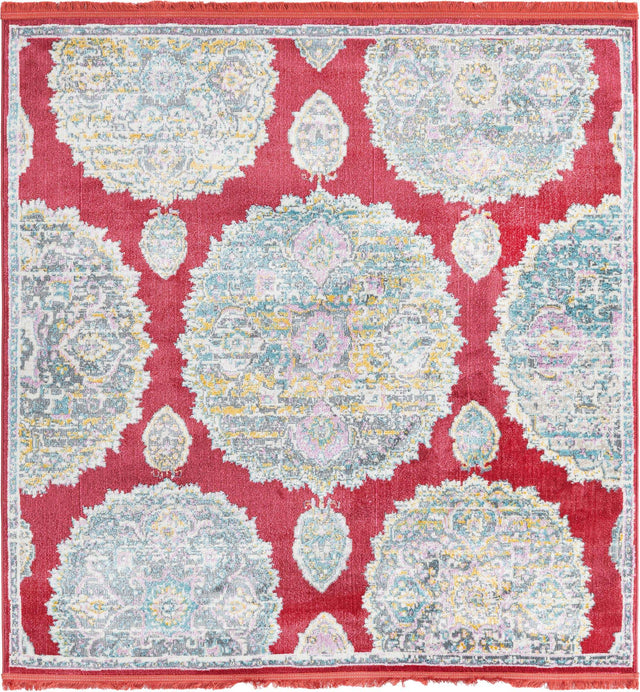 Red 5' 5 x 5' 5 Paragon Square Area Rug 100% Polypropylene Colorful Vivid Boho Style Modern Carpet for Unique Interiors for Sale at Rug Engine