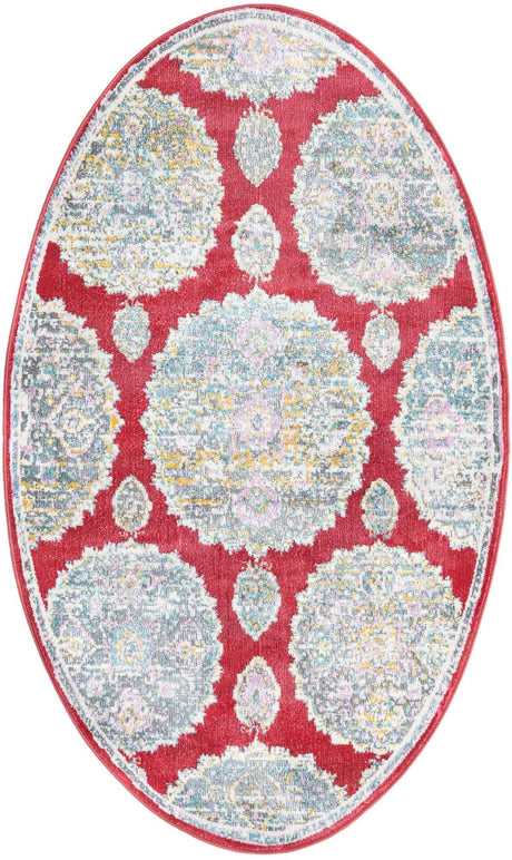 Red 3' 3 x 5' 3 Paragon Oval Area Rug 100% Polypropylene Colorful Vivid Boho Style Modern Carpet for Unique Interiors for Sale at Rug Engine