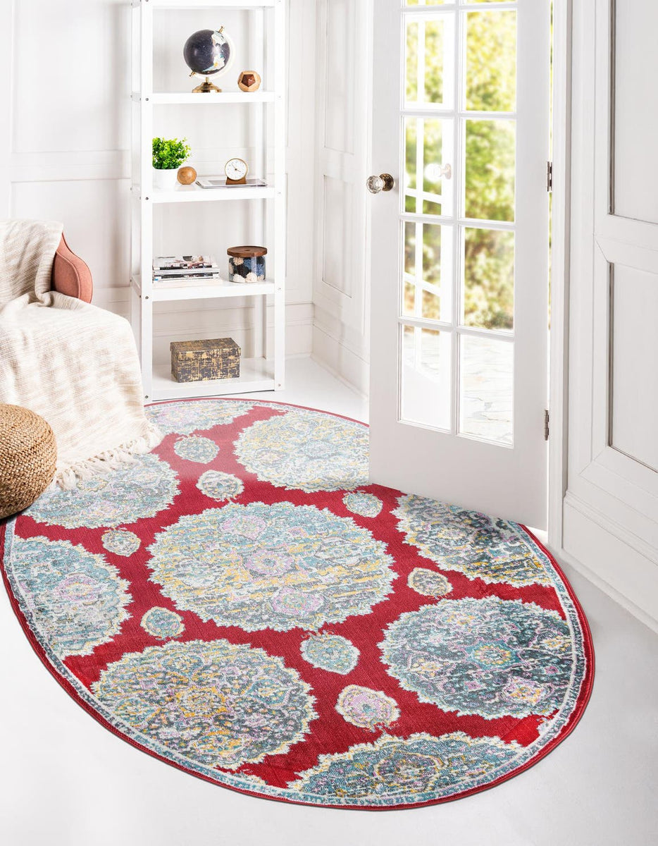 Red 5' 5 x 8' Paragon Oval Area Rug 100% Polypropylene Colorful Vivid ...