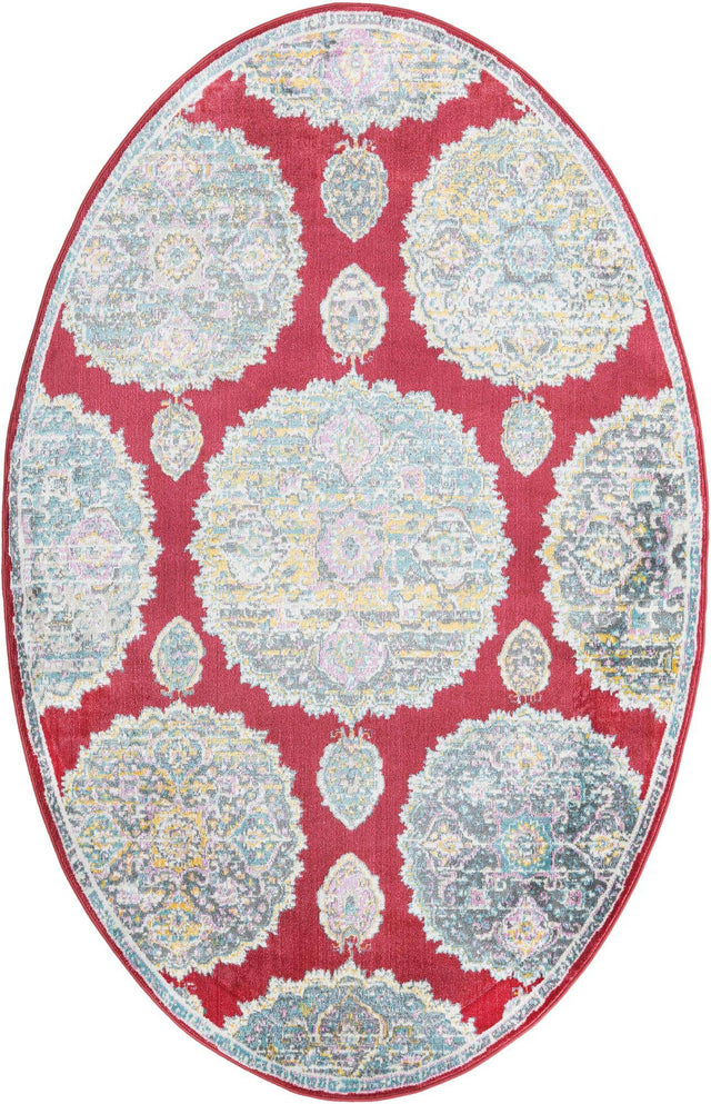 Red 5' 5 x 8' Paragon Oval Area Rug 100% Polypropylene Colorful Vivid Boho Style Modern Carpet for Unique Interiors for Sale at Rug Engine