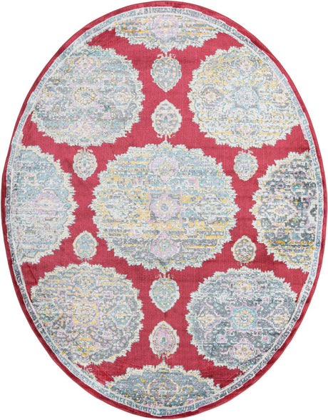 Red 8' 2 x 10' Paragon Oval Area Rug 100% Polypropylene Colorful Vivid Boho Style Modern Carpet for Unique Interiors for Sale at Rug Engine