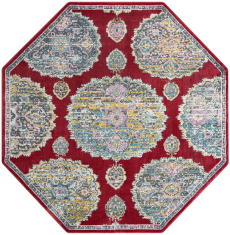 Red 8' 2 x 8' 2 Paragon Octagon Area Rug 100% Polypropylene Colorful Vivid Boho Style Modern Carpet for Unique Interiors for Sale at Rug Engine