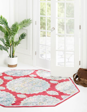Red 8' 2 x 8' 2 Paragon Octagon Area Rug 100% Polypropylene Colorful Vivid Boho Style Modern Carpet for Unique Interiors for Sale at Rug Engine